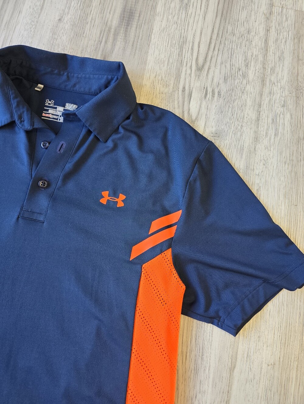 Under Armour Men’s Small HeatGear Navy Orange Performance Polo